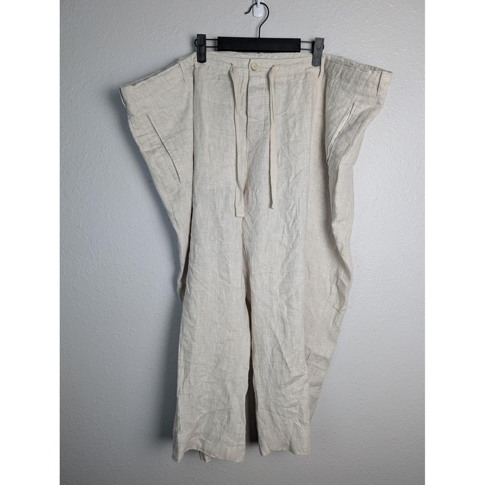 Perry Ellis Chino Pants Mens 46‎ Beige Linen Drawstring Classic Fit Lightweight
